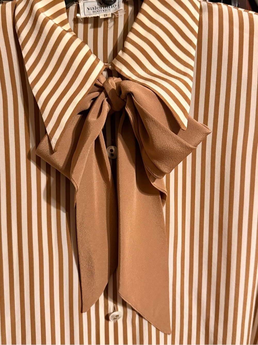 Valentino boutique 1980s Striped shirt Dress in Brown and Cream